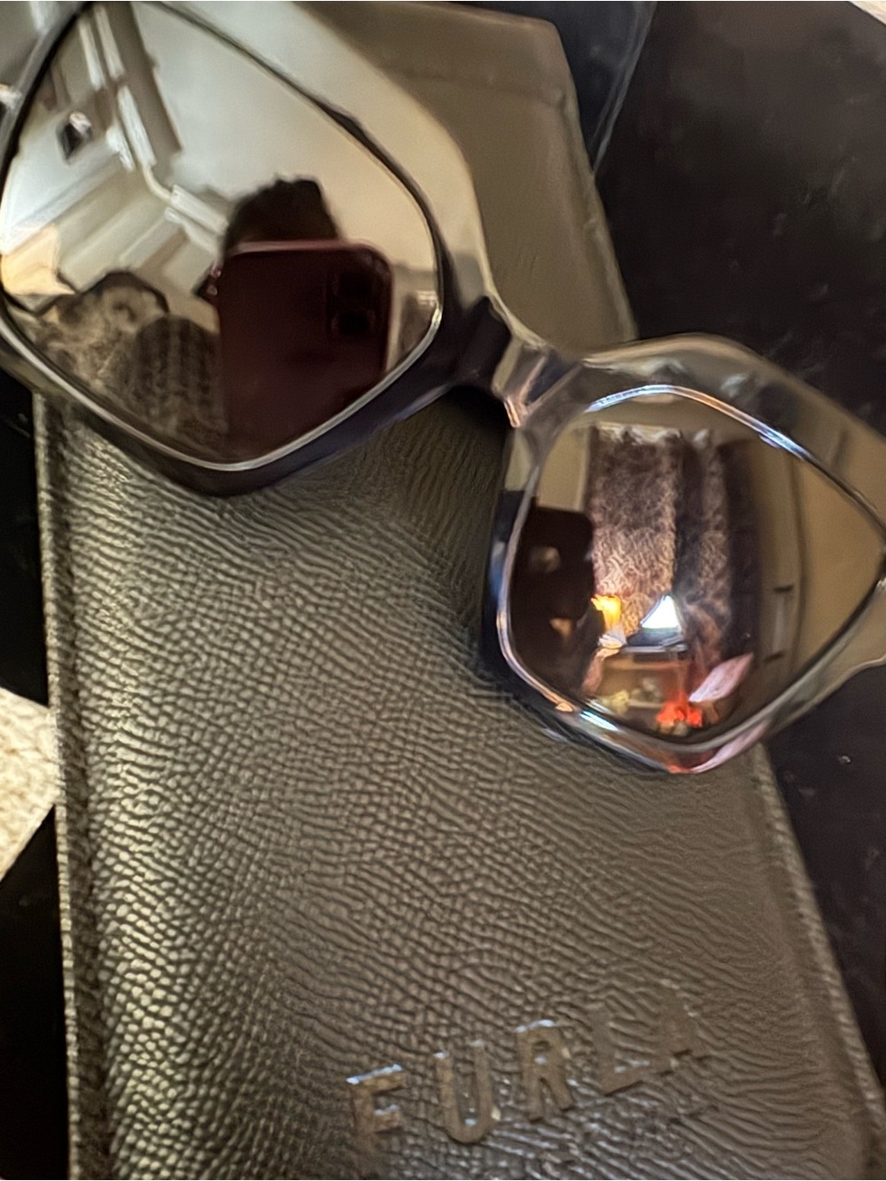Furla Black Sunglasses with Gold Accents